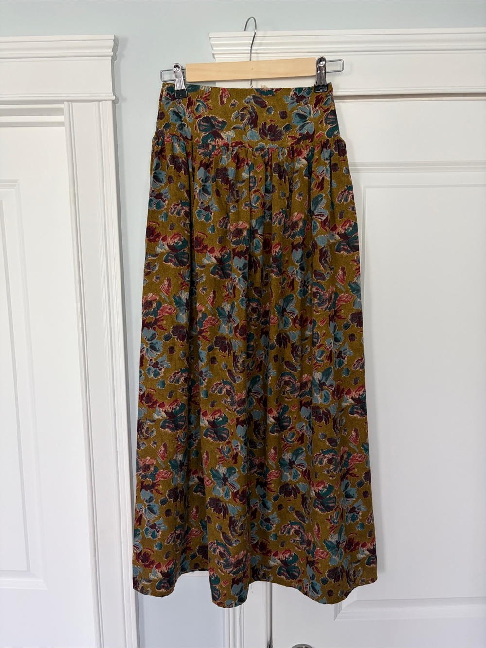 Natural Life Floral Maxi Skirt in Mustard